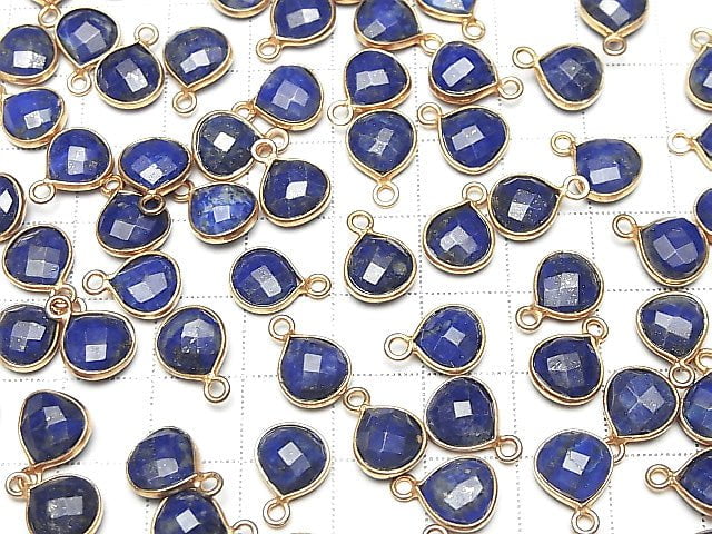 Lapislazuli AA++ Zargenfassung Kastanienform 9x9mm 18KGP 3 Stück