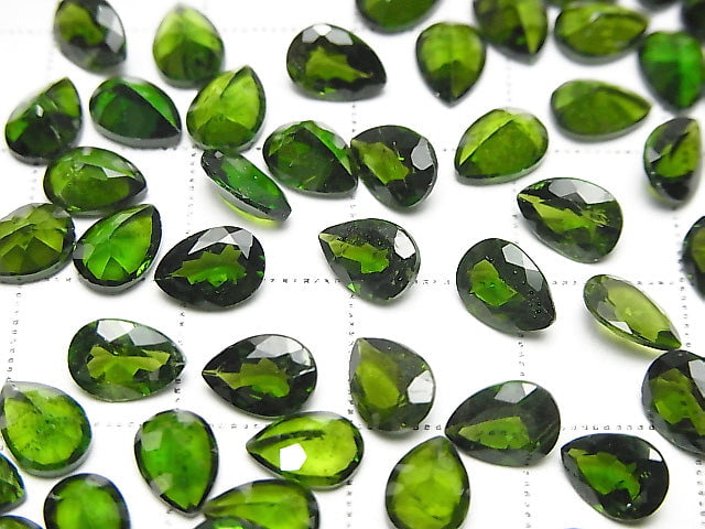 Hochwertiger Chrom-Diopsid AAA- Lose Stein Tropfenform Facettiert 7x5mm 2Stück