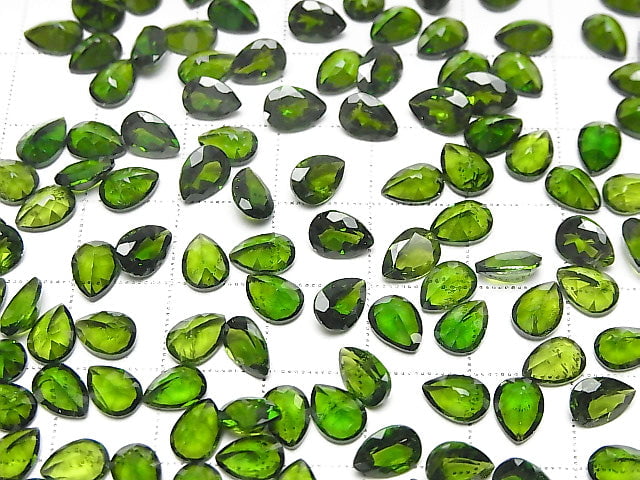 Hochwertiger Chrom-Diopsid AAA- Lose Stein Tropfenform Facettiert 7x5mm 2Stück