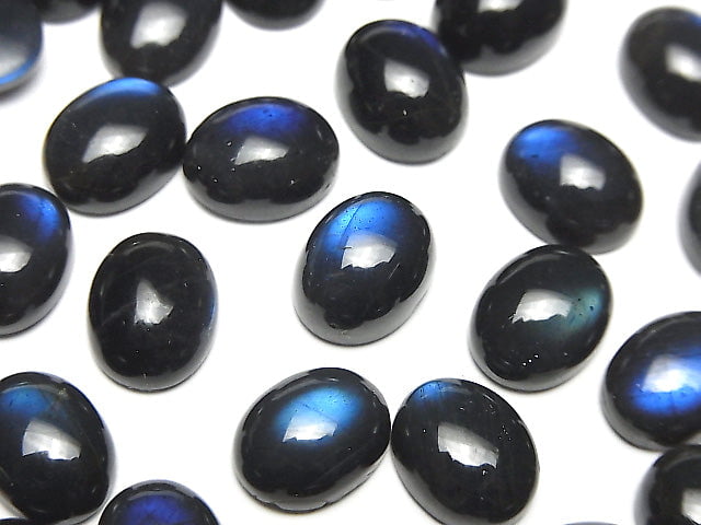 高品質黑拉長石 AAA 級 - 橢圓形素面切割 10x8mm 2件