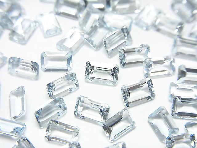 高品質海藍寶石 AAA 未鑽孔長方形刻面 6x4mm 2顆