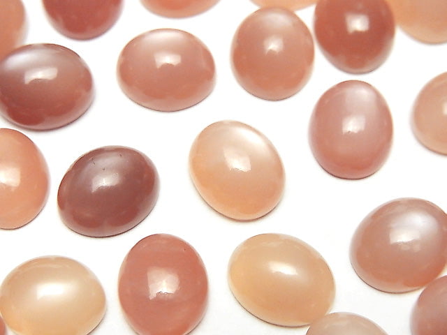 Hochwertiger orangefarbener Mondstein AAA- Oval-Cabochon 12x10mm 2 Stück