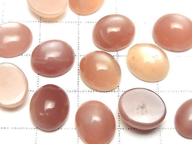 Hochwertiger orangefarbener Mondstein AAA- Oval-Cabochon 12x10mm 2 Stück