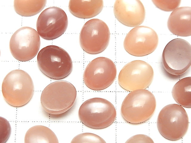 Hochwertiger orangefarbener Mondstein AAA- Oval-Cabochon 12x10mm 2 Stück