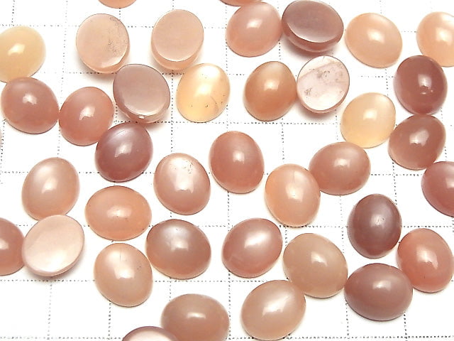 Hochwertiger orangefarbener Mondstein AAA- Oval-Cabochon 12x10mm 2 Stück