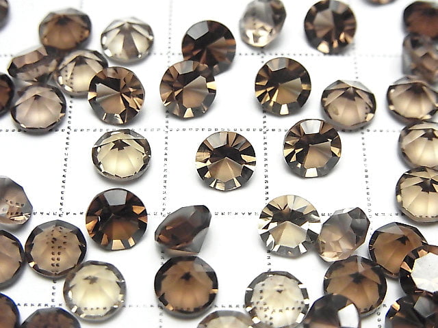 優質煙燻石英 AAA 圓形凹面切割 6x6mm 散裝寶石 5顆