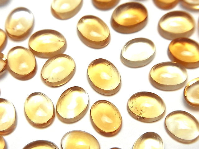 高品質白蘭地色黃水晶 AAA 橢圓蛋面 8x6mm 3顆