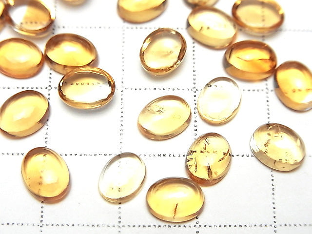 高品質白蘭地色黃水晶 AAA 橢圓蛋面 8x6mm 3顆