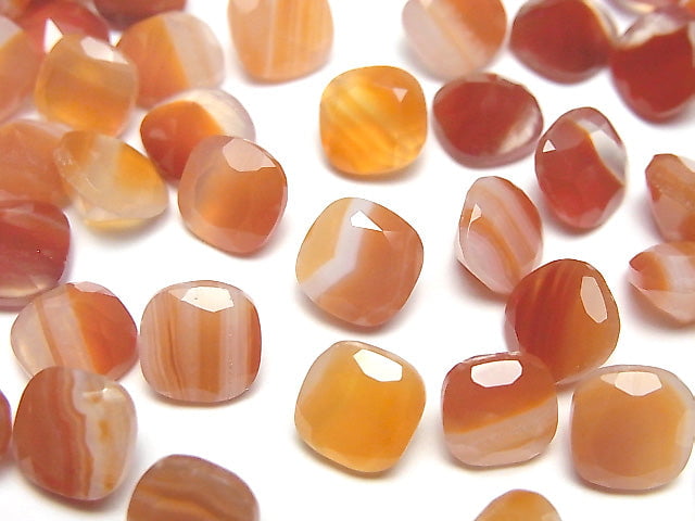 Gemischte Karnelian Lose Steine Quadratisch Facettiert 8x8mm 5 Stück