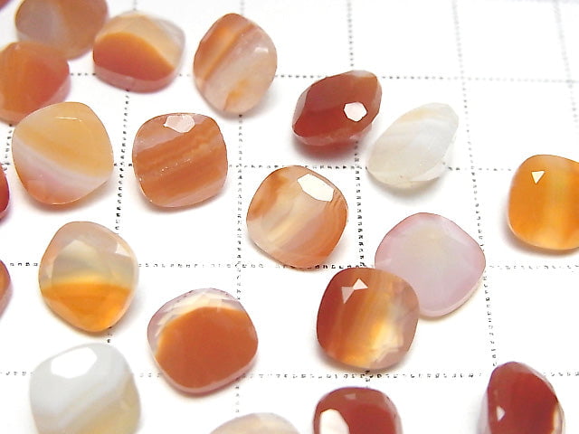 Gemischte Karnelian Lose Steine Quadratisch Facettiert 8x8mm 5 Stück