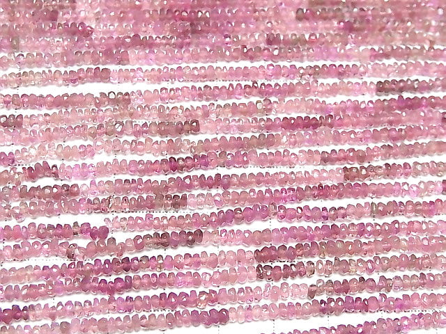 Rosa Turmalin AA++ Facettierte Knopf-Rondelle 3x3x2mm 1Strang Perlen (ca. 14 Zoll / 34 cm)
