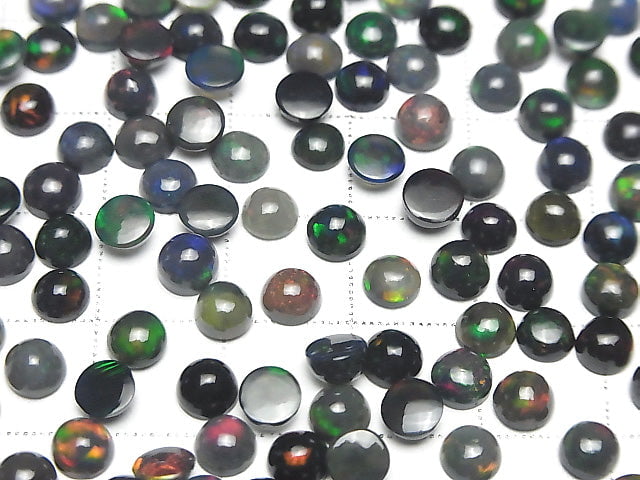 Hochwertiger schwarzer Opal AAA Rund Cabochon 5x5mm 4 Stück