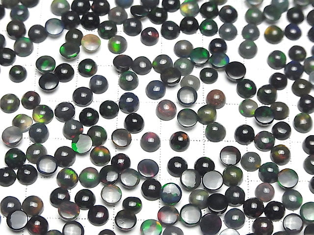 Hochwertiger schwarzer Opal AAA Rund Cabochon 5x5mm 4 Stück