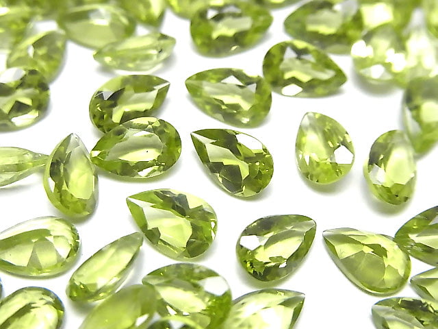 High Quality Peridot AAA Undrilled Pear shape Faceted 8x5mm 5pcs