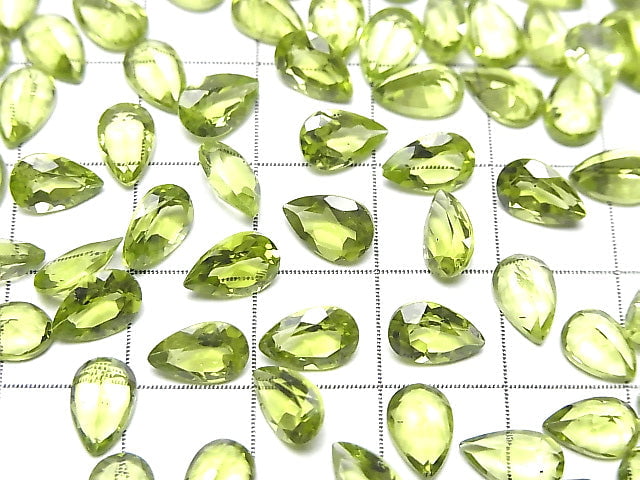 High Quality Peridot AAA Undrilled Pear shape Faceted 8x5mm 5pcs
