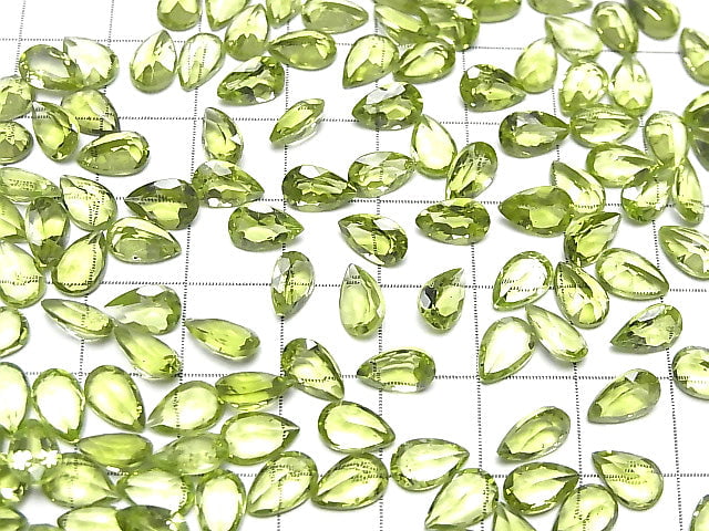 High Quality Peridot AAA Undrilled Pear shape Faceted 8x5mm 5pcs