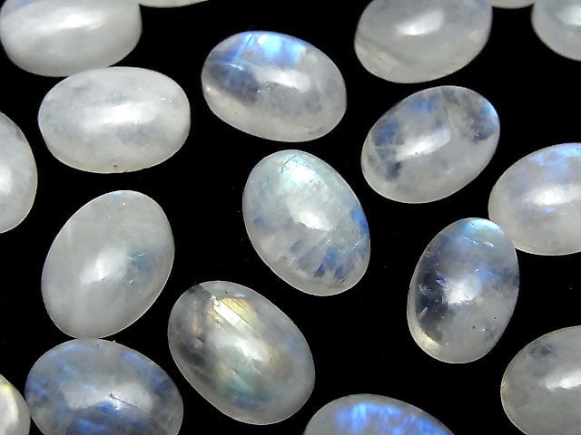 High Quality Rainbow Moonstone AAA - Oval Cabochon 14x10mm 2pcs