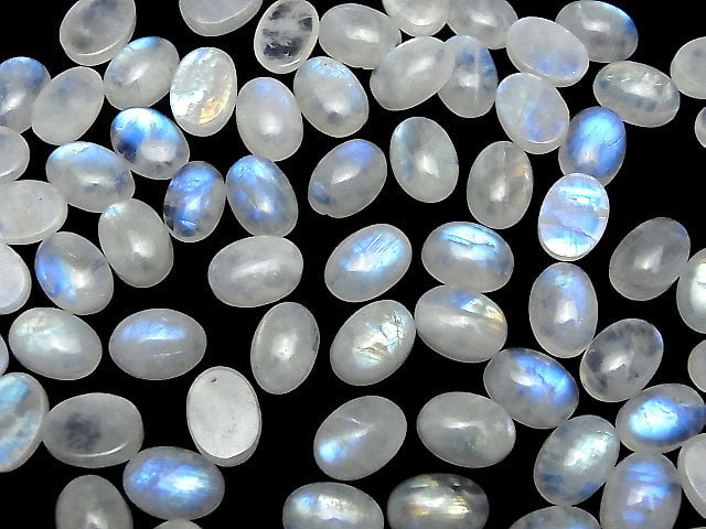 High Quality Rainbow Moonstone AAA - Oval Cabochon 14x10mm 2pcs