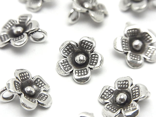 Karen Silver Flower Charm 10x10x3mm 1pc