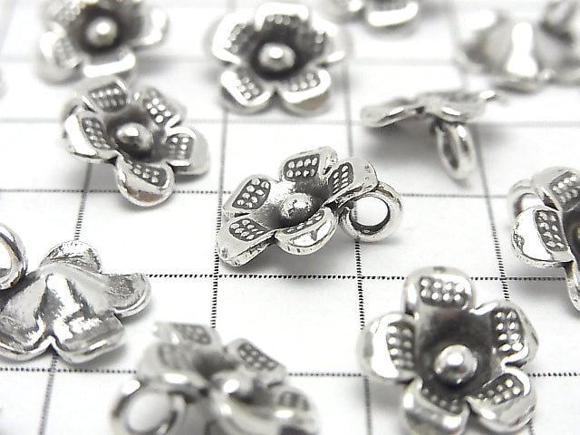 Karen Silver Flower Charm 10x10x3mm 1pc