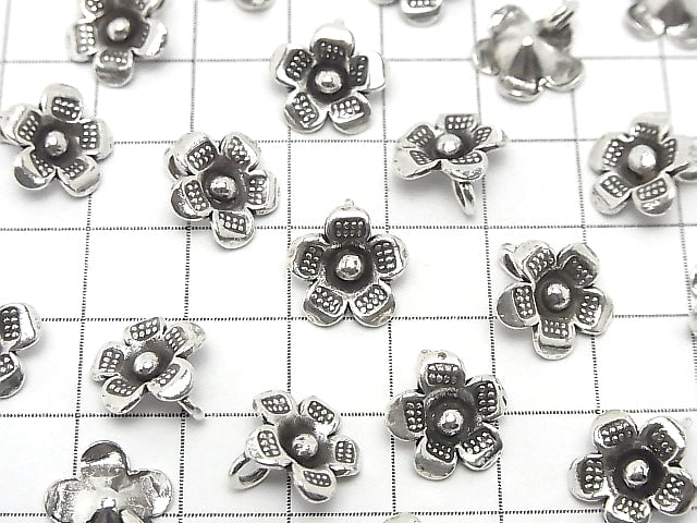 Karen Silver Flower Charm 10x10x3mm 1pc