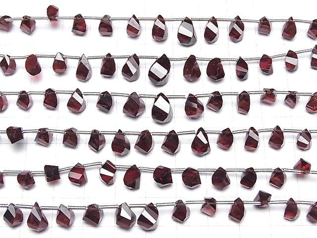 High Quality Mozambique Garnet AAA- Drop 4Faceted Twist Faceted Briolette half or 1strand beads (20pcs)