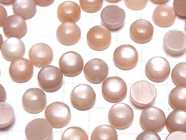 Pfirsich-Moonstone AAA- Runde Cabochon 10x10mm 3Stk