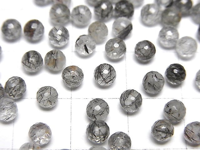 High Quality Tourmaline Quartz AA++ Half Drilled Hole Faceted Round 4mm 10pcs