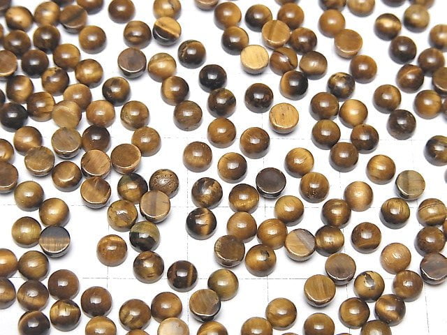 Gelber Tigerauge AA++ runder Cabochon 4x4mm 10 Stück