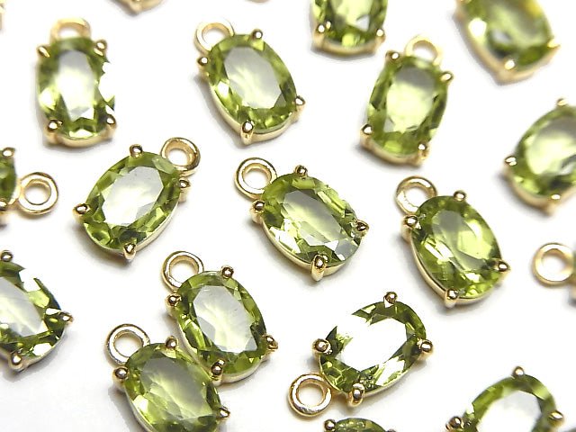 Hochwertiger Peridot AAA Zargenfassung Oval facettiert 7x5mm 18KGP 2 Stück 7,79 $!