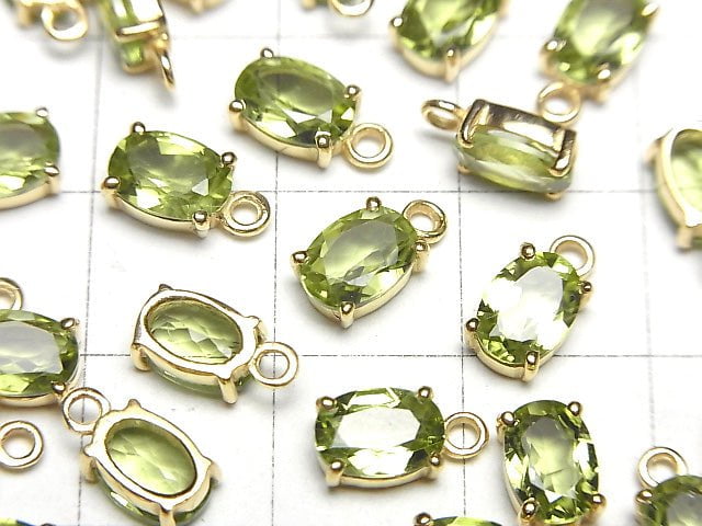 Hochwertiger Peridot AAA Zargenfassung Oval facettiert 7x5mm 18KGP 2 Stück 7,79 $!
