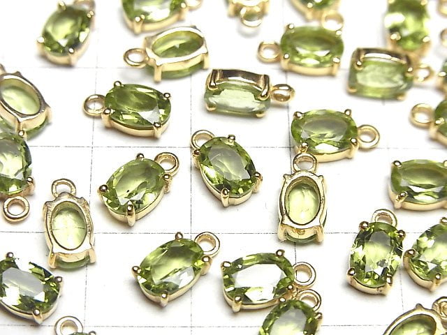 Hochwertiger Peridot AAA Zargenfassung Oval facettiert 7x5mm 18KGP 2 Stück 7,79 $!