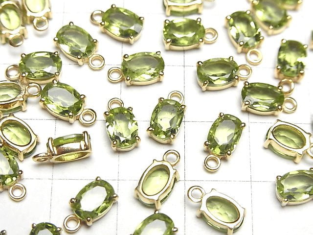 Hochwertiger Peridot AAA Zargenfassung Oval facettiert 7x5mm 18KGP 2 Stück 7,79 $!