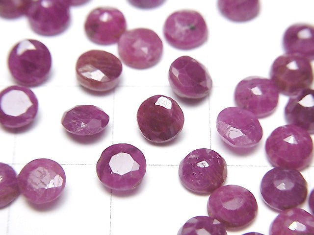Indien Rubin AAA- Lose Stein Rund Facettiert 5x5mm 2 Stück