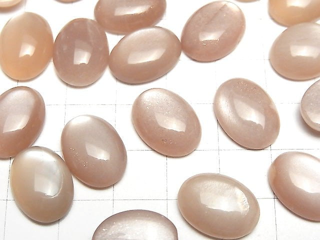 Pfirsich-Mondstein AAA- Oval Cabochon 16x12mm 2Stück