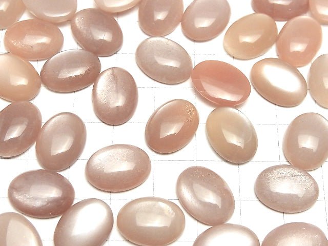Pfirsich-Mondstein AAA- Oval Cabochon 16x12mm 2Stück