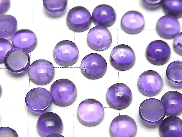 Zambia Amethyst AA++ Rund Cabochon 6x6mm 5 Stück