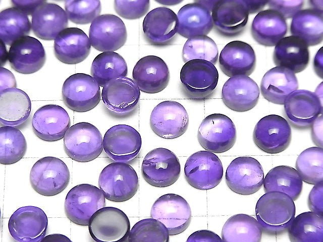 Zambia Amethyst AA++ Rund Cabochon 6x6mm 5 Stück