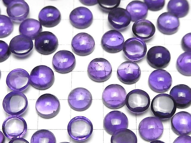 Zambia Amethyst AA++ Rund Cabochon 8x8mm 3 Stück
