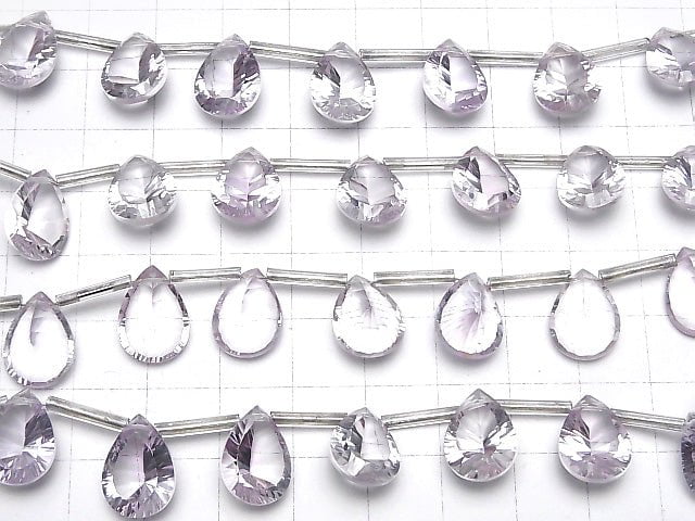 Hochwertiger rosa Amethyst AAA Tropfenform konkav geschliffen 14 x 10 mm halbe oder 1 Strang (10 Stück)