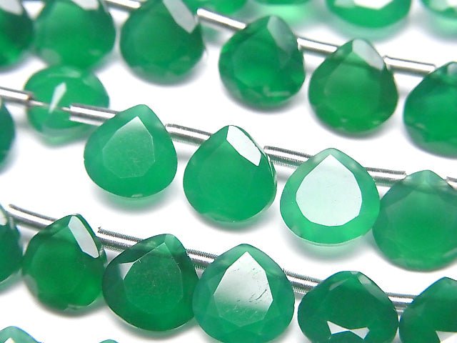 Hochwertige grüne Onyx AAA Kastanie facettierte 8x8mm 1Strang Perlen (18Stück)