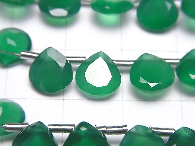 Hochwertige grüne Onyx AAA Kastanie facettierte 8x8mm 1Strang Perlen (18Stück)