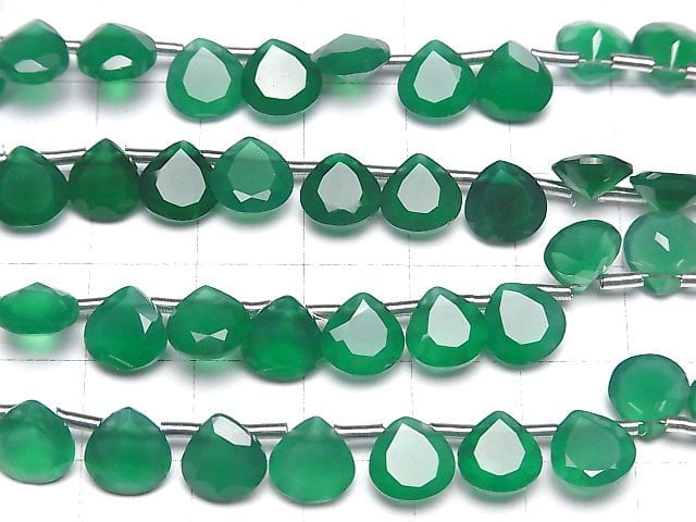 Hochwertige grüne Onyx AAA Kastanie facettierte 8x8mm 1Strang Perlen (18Stück)