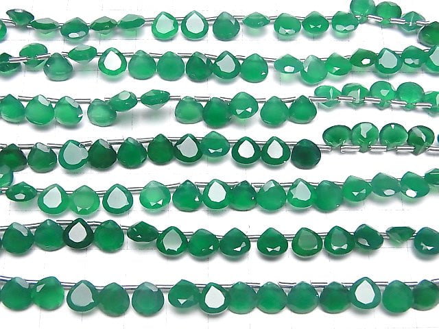 Hochwertige grüne Onyx AAA Kastanie facettierte 8x8mm 1Strang Perlen (18Stück)