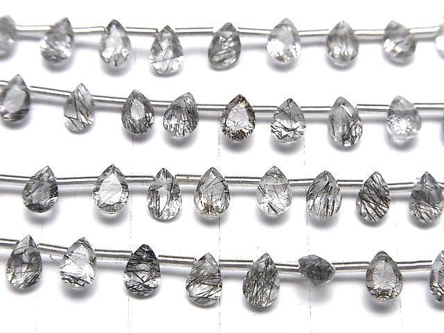 Hochwertiger Turmalinquarz AAA- Tropfenform Facettiert 6x4mm 1Strang Perlen (13Stück)