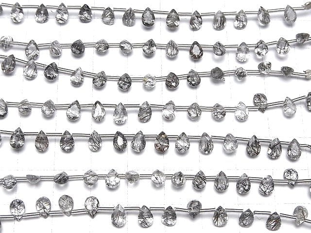 Hochwertiger Turmalinquarz AAA- Tropfenform Facettiert 6x4mm 1Strang Perlen (13Stück)