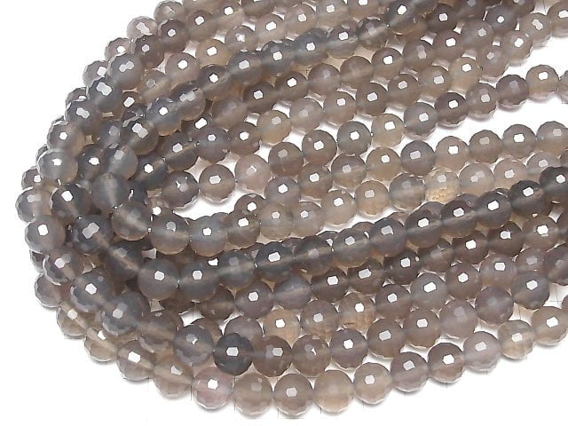 Hochwertig! Grauer Onyx AAA 128 facettierte runde 10 mm halb oder 1 Strang Perlen (ca. 15 Zoll / 38 cm)