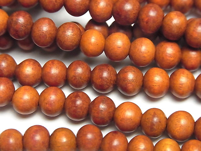 Redwood Semi Round 6mm 1strand beads (aprx.15inch/38cm)