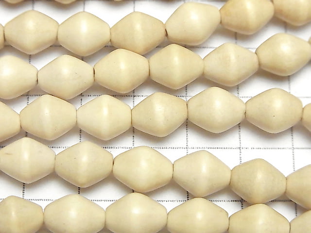 1strand $4.79! White Wood Faceted Rice 10x7x7mm 1strand beads (aprx.15inch / 38cm)