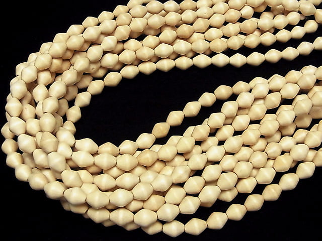 1strand $4.79! White Wood Faceted Rice 10x7x7mm 1strand beads (aprx.15inch / 38cm)